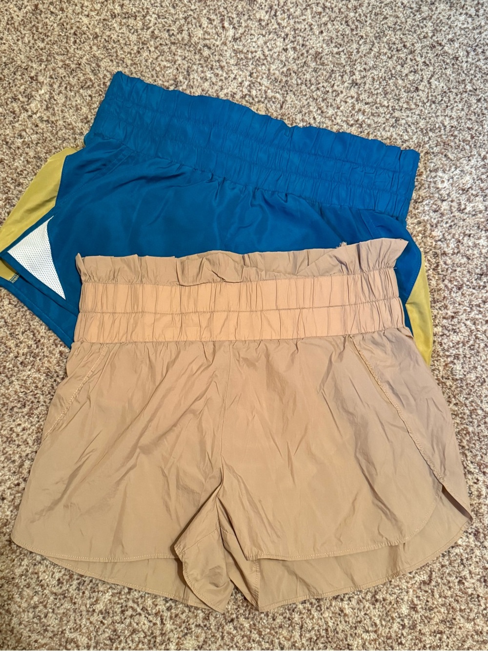 RBX bundle of 2. Women’s Tan and Teal Athletic Shorts - Smocked Waist